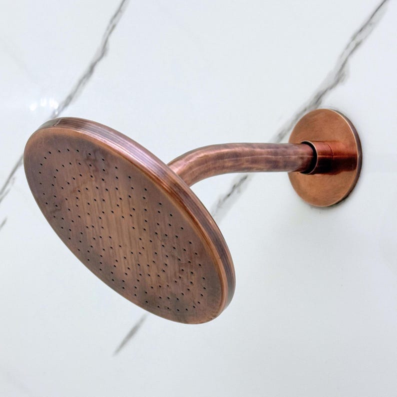 Handcrafted Unlacquered Brass Shower System