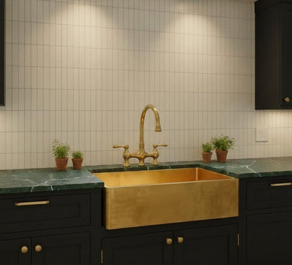 Brushed Gold Apron-Front Farmhouse Sink