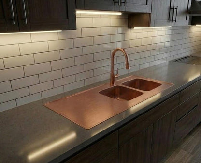 Handcrafted Solid Copper Double-Bowl Kitchen Sink