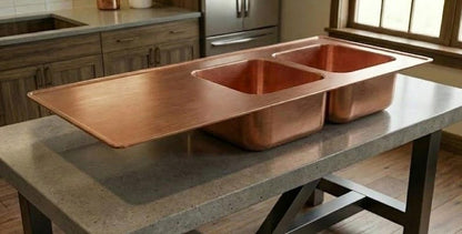 Handcrafted Solid Copper Double-Bowl Kitchen Sink