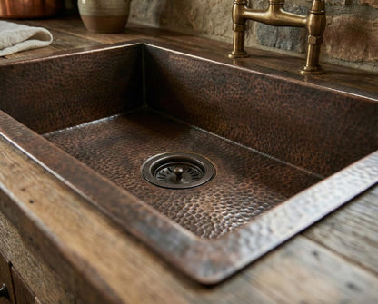 Hand-Hammered Antique Copper Inset Sink