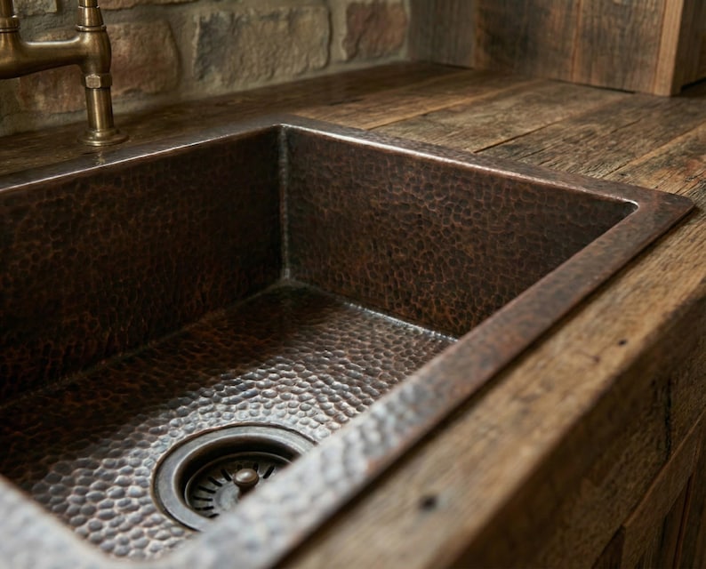 Hand-Hammered Antique Copper Inset Sink
