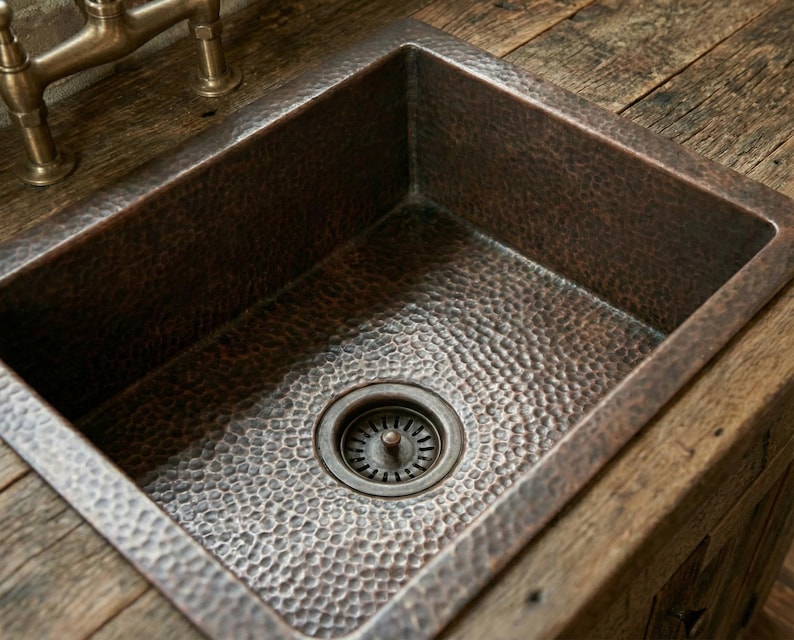 Hand-Hammered Antique Copper Inset Sink