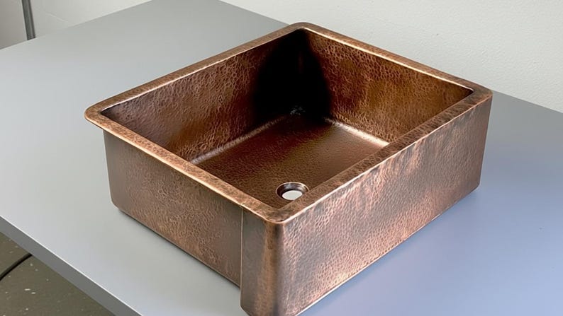 Hand-Hammered Antique Copper Farmhouse Sink