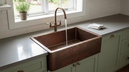 Hand-Hammered Antique Copper Farmhouse Sink