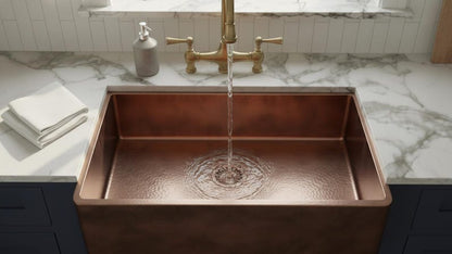 Smooth Antique Copper Farmhouse Kitchen Sink