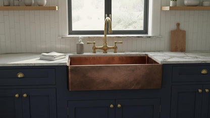 Smooth Antique Copper Farmhouse Kitchen Sink