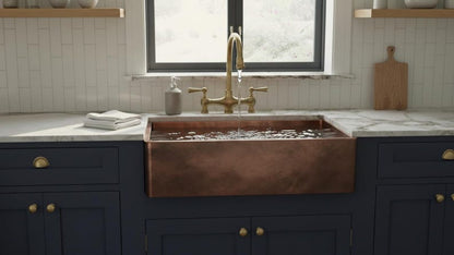 Smooth Antique Copper Farmhouse Kitchen Sink