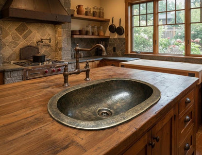 Hammered Brass Farmhouse Sink