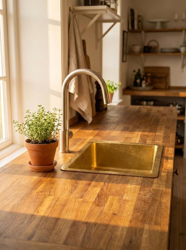 Hammered Unlacquered Brass Bar Sink Square Drop-In Basin