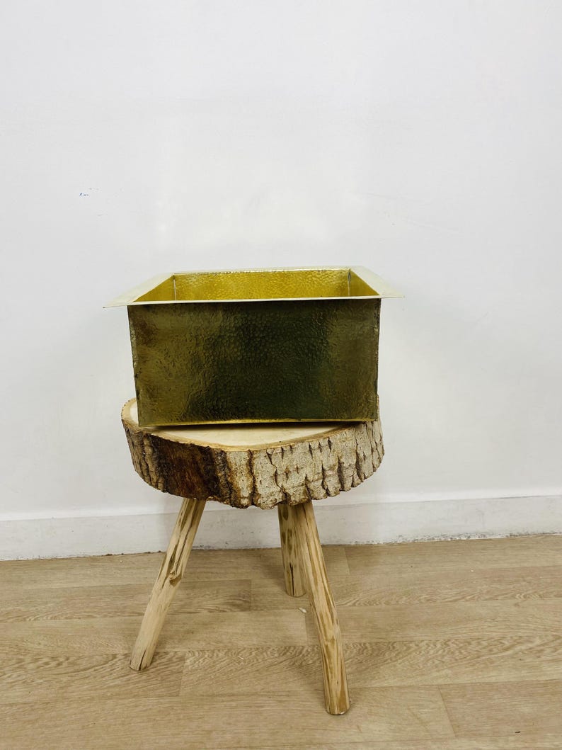 Hammered Unlacquered Brass Bar Sink Square Drop-In Basin