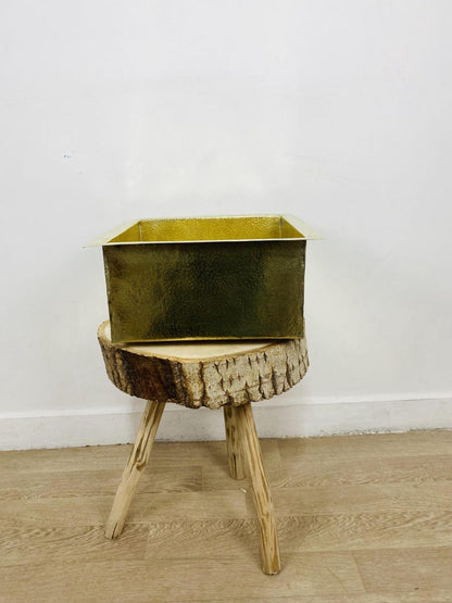 Hammered Unlacquered Brass Bar Sink Square Drop-In Basin