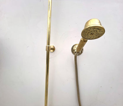 Luxury Unlacquered Brass Shower System – Exposed Wall-Mount