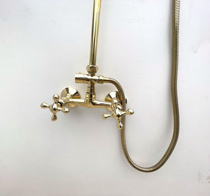 Luxury Unlacquered Brass Shower System – Exposed Wall-Mount