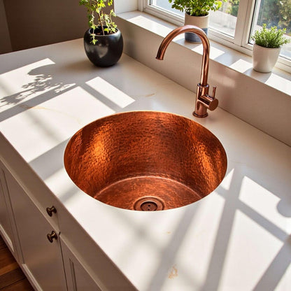 Artisan Hammered Copper Undermount Vessel Sink