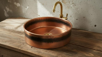 Industrial Banded Copper Vessel Sink