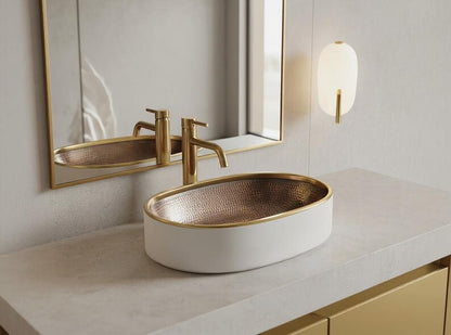 Modern Oval Vessel Sink in Matte White.