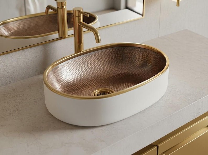 Modern Oval Vessel Sink in Matte White.