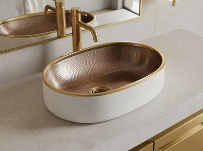 Modern Oval Vessel Sink in Matte White.