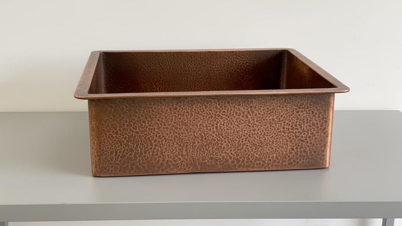 Hand-Hammered Antique Copper Farmhouse Sink