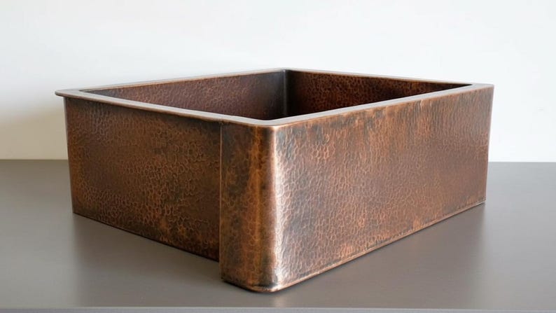 Hand-Hammered Antique Copper Farmhouse Sink