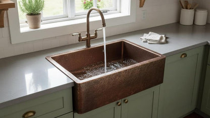 Hand-Hammered Antique Copper Farmhouse Sink