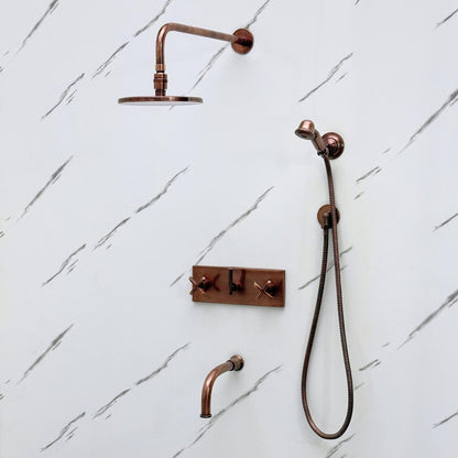 Exquisite Hand-Aged Copper Shower System with Handheld Sprayer
