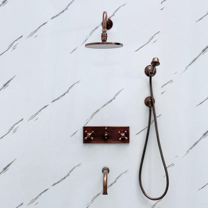 Exquisite Hand-Aged Copper Shower System with Handheld Sprayer