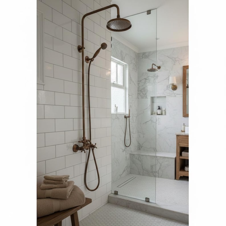 Copper Exposed Rainfall Shower System