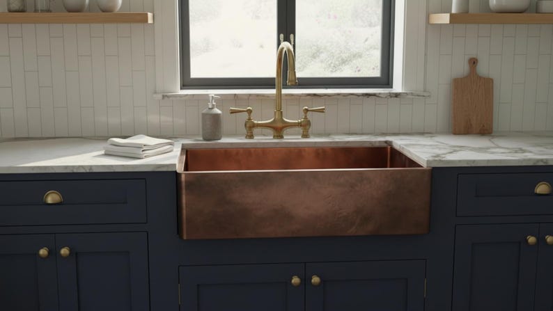 Smooth Antique Copper Farmhouse Kitchen Sink