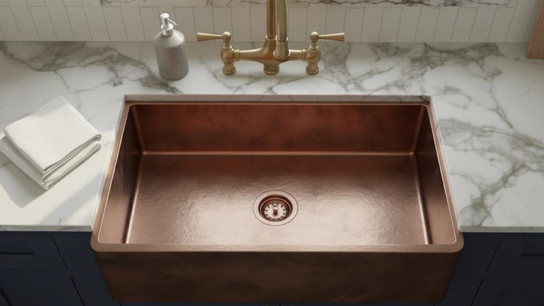 Smooth Antique Copper Farmhouse Kitchen Sink