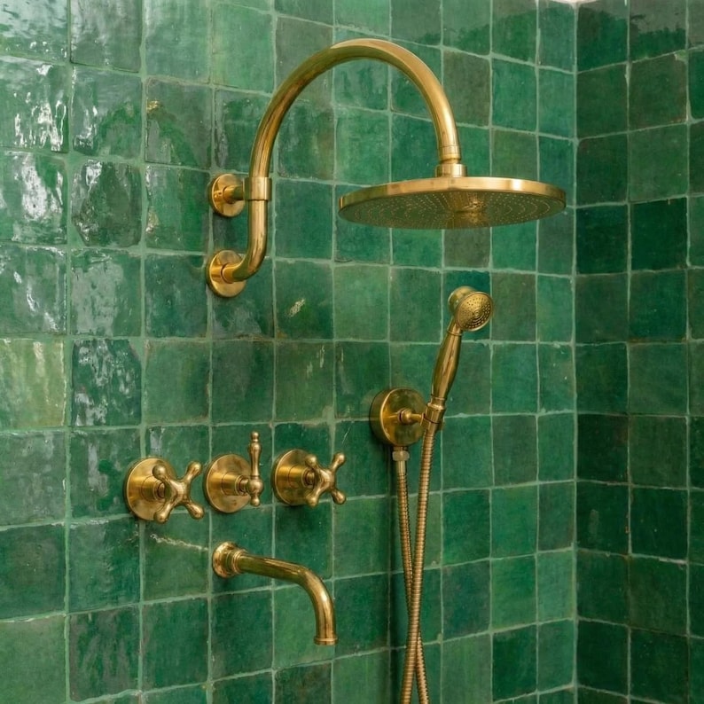 Solid Brass Wall-Mount Exposed Shower with Handheld Sprayer