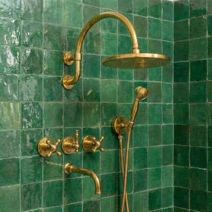 Solid Brass Wall-Mount Exposed Shower with Handheld Sprayer
