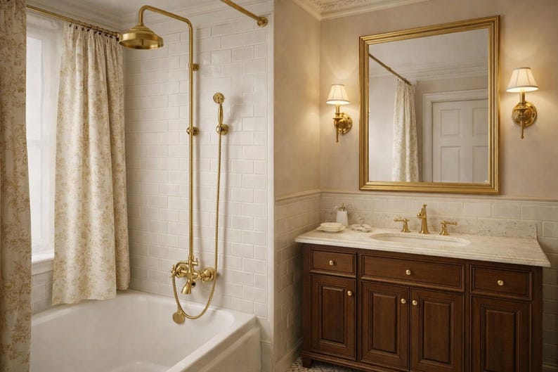 Luxury Solid Brass Exposed Shower System with Tub Spout