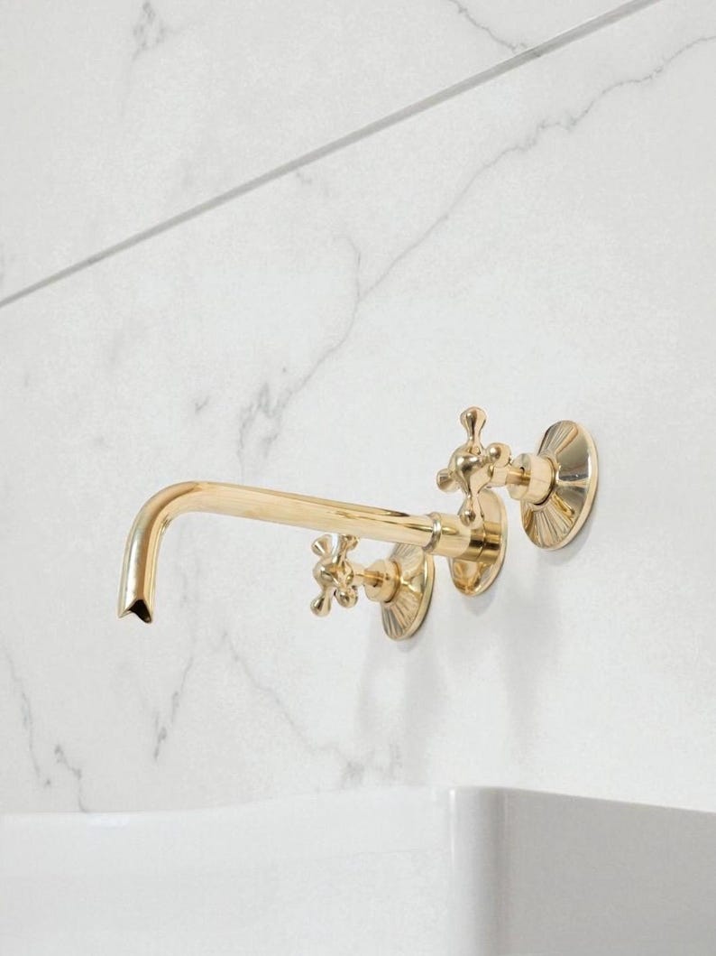 Minimalist Unlacquered Brass Wall-Mounted Faucet