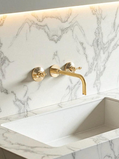 Minimalist Unlacquered Brass Wall-Mounted Faucet
