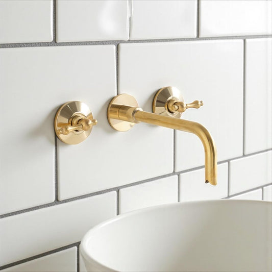 Minimalist Unlacquered Brass Wall-Mounted Faucet