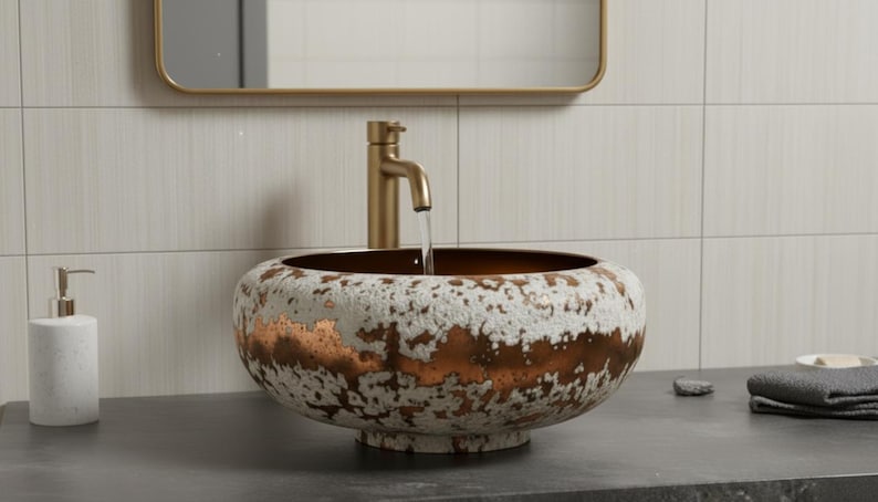 Distressed Copper & White Vessel Sink