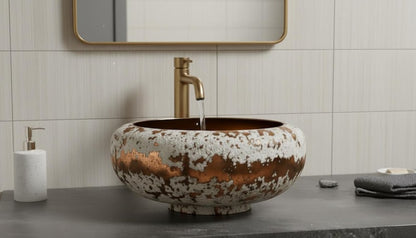 Distressed Copper & White Vessel Sink