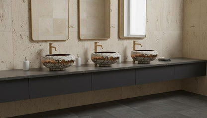 Distressed Copper & White Vessel Sink