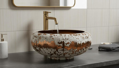 Distressed Copper & White Vessel Sink