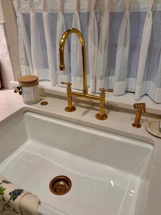 Brass Kitchen Bridge Faucet with Side Sprayer