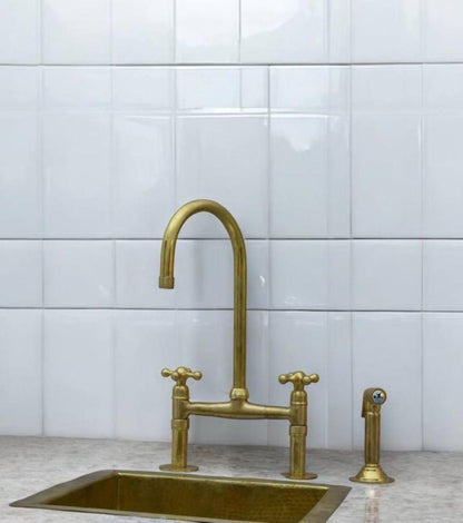Brass Kitchen Bridge Faucet with Side Sprayer