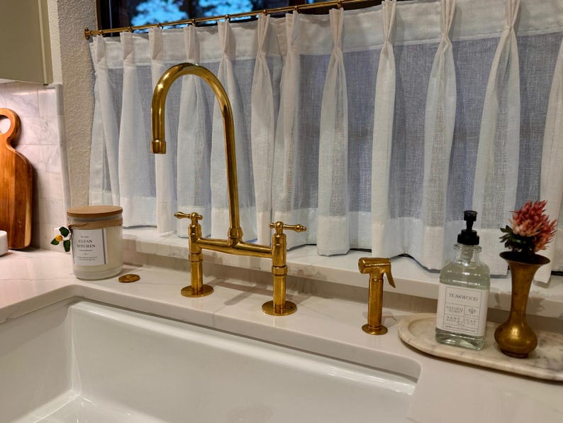 Brass Kitchen Bridge Faucet with Side Sprayer