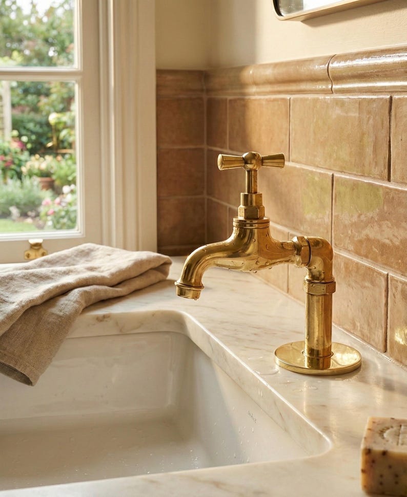 Unlacquered Solid Brass Vintage Style Faucet