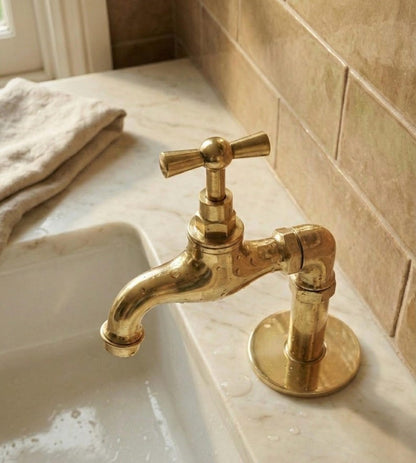 Unlacquered Solid Brass Vintage Style Faucet