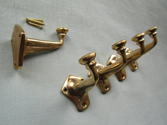 Vintage Victorian Solid Brass Coat Hook