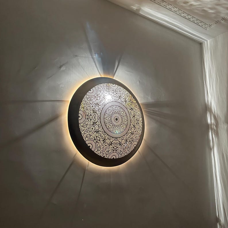 Moroccan brass wall lamp