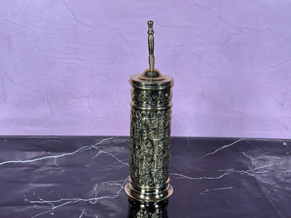 Luxury Etched Brass Toilet Brush Holder Set