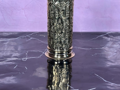 Luxury Etched Brass Toilet Brush Holder Set